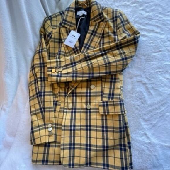 Free Assembly Jackets & Blazers - NWT Free Assembly Yellow/Black Plaid Blazer Jacket size medium M